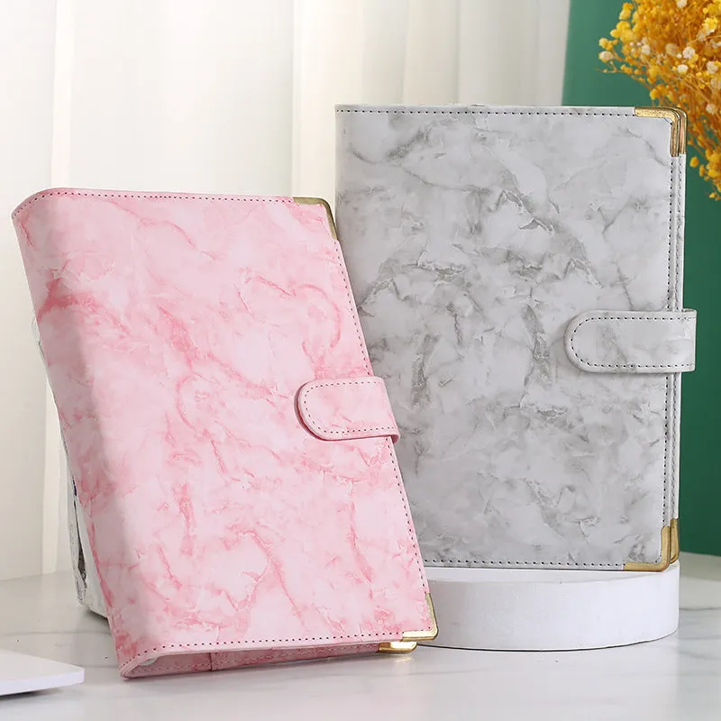 Removable notepad with marble pattern, PU cover, A5 size, 100 sheets of smooth 80G paper