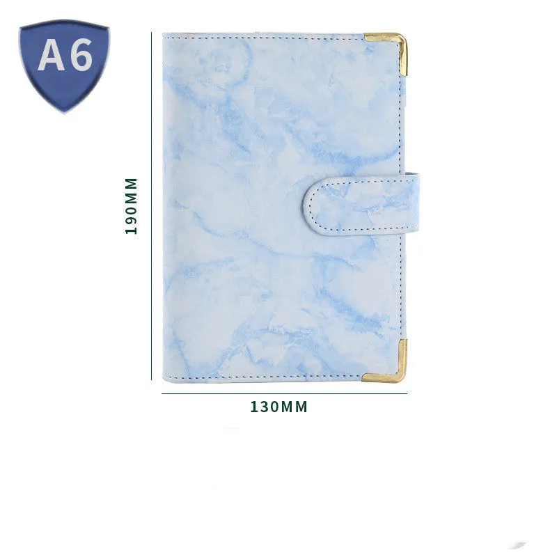 Removable notepad with marble pattern, PU cover, A5 size, 100 sheets of smooth 80G paper