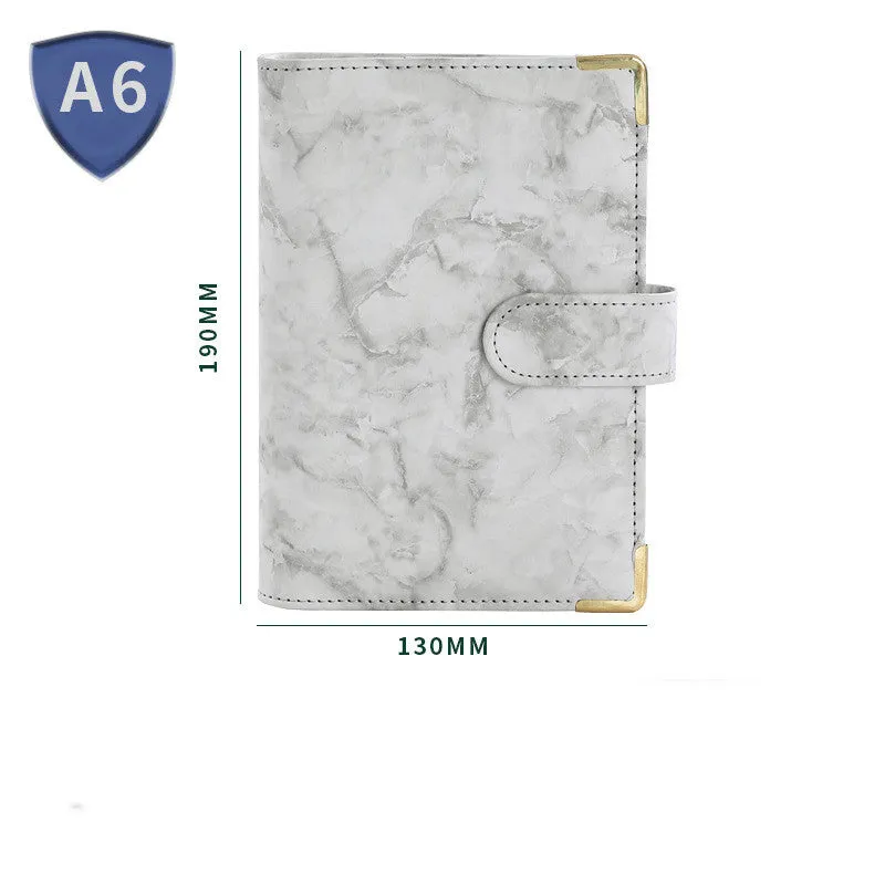 Removable notepad with marble pattern, PU cover, A5 size, 100 sheets of smooth 80G paper