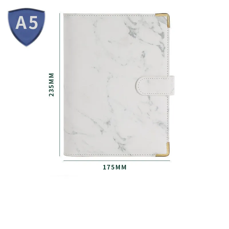 Removable notepad with marble pattern, PU cover, A5 size, 100 sheets of smooth 80G paper