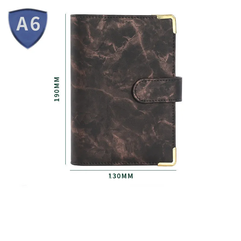 Removable notepad with marble pattern, PU cover, A5 size, 100 sheets of smooth 80G paper