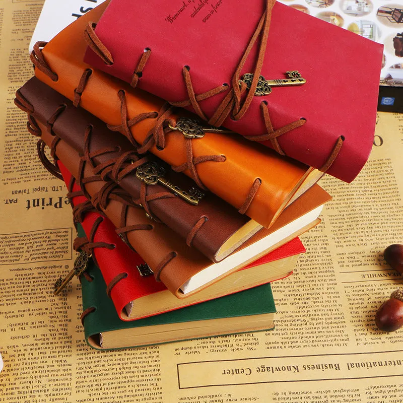 Retro bandage faux leather handbook diary with 160 sheets, large size 130x180mm, brown colour