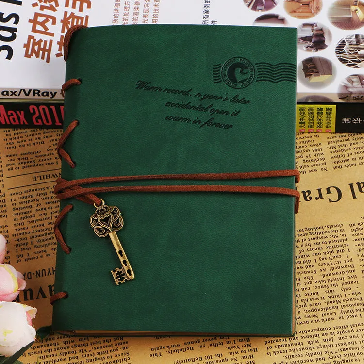 Retro bandage faux leather handbook diary with 160 sheets, large size 130x180mm, brown colour