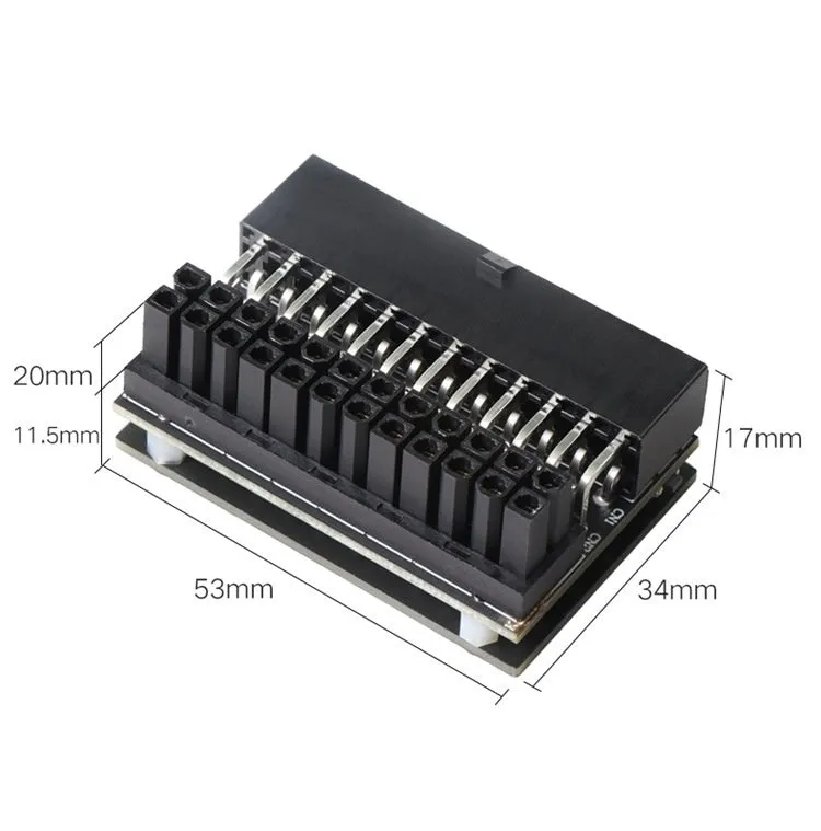 ATX 24Pin power supply cable with 90-degree steering elbow and RGB lighting effect for computer chassis