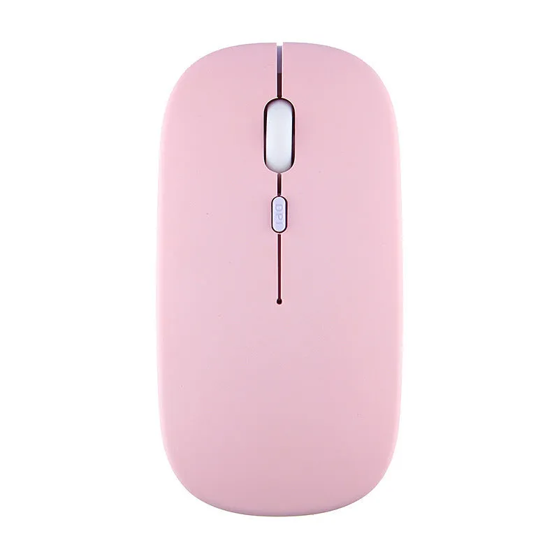 Candy wireless Bluetooth mouse in pink, ergonomic shape, 1200dpi, silent buttons, on a white desk