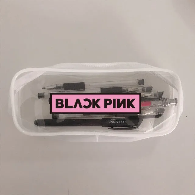 Transparent silicone pencil case with Kpop light stick design showing pens inside