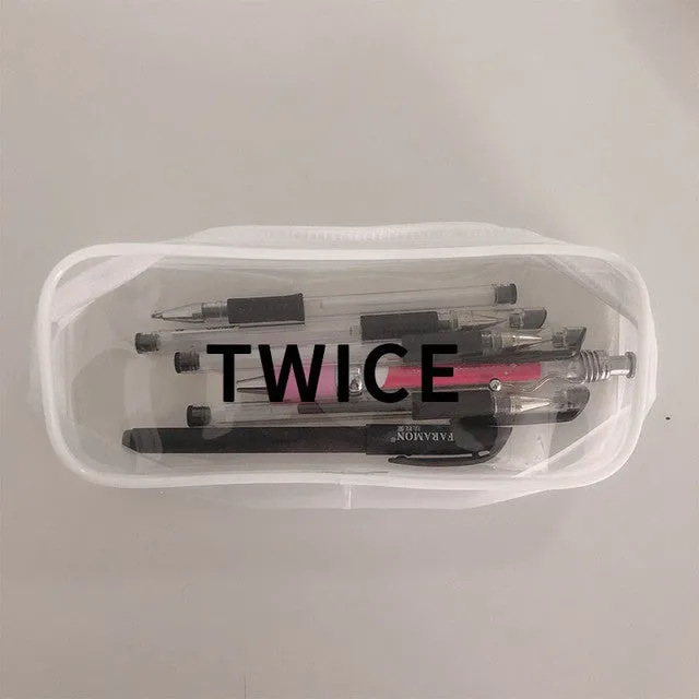 Transparent silicone pencil case with Kpop light stick design showing pens inside