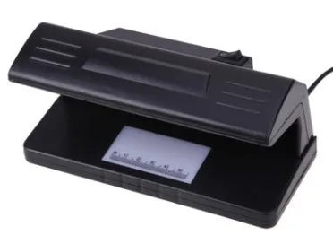 EU Plug 4W UV Light Money Detector Checker in black, size 183 x 82 x 90mm, with ON/OFF switch and EU plug.