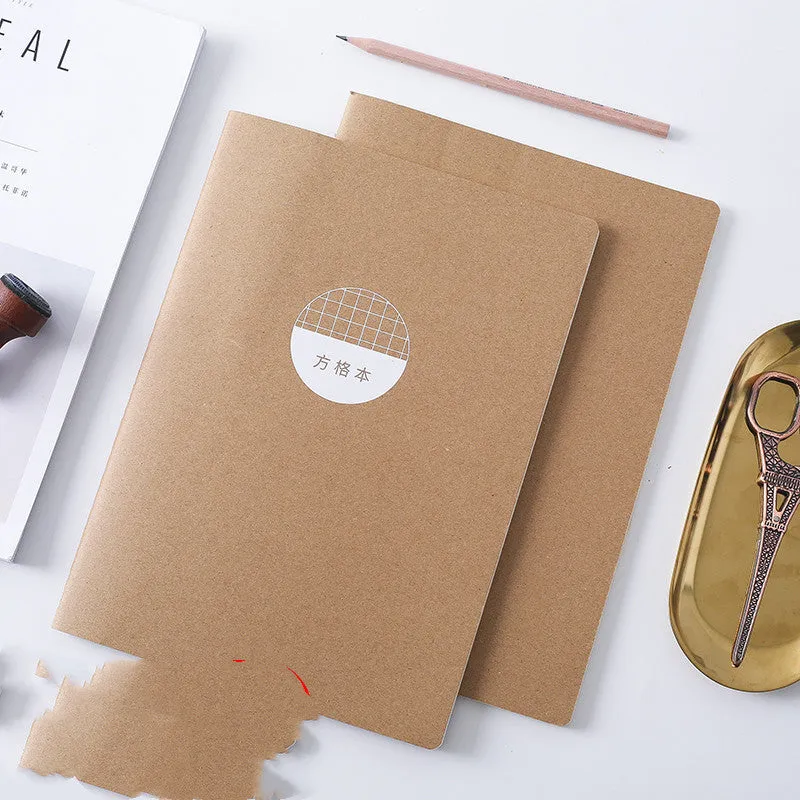 B5 soft cover grid notebook set with retro style, 2 pack or 4 pack available.
