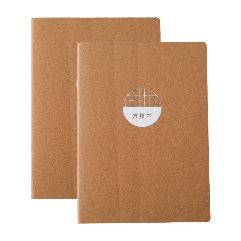 B5 soft cover grid notebook set with retro style, 2 pack or 4 pack available.