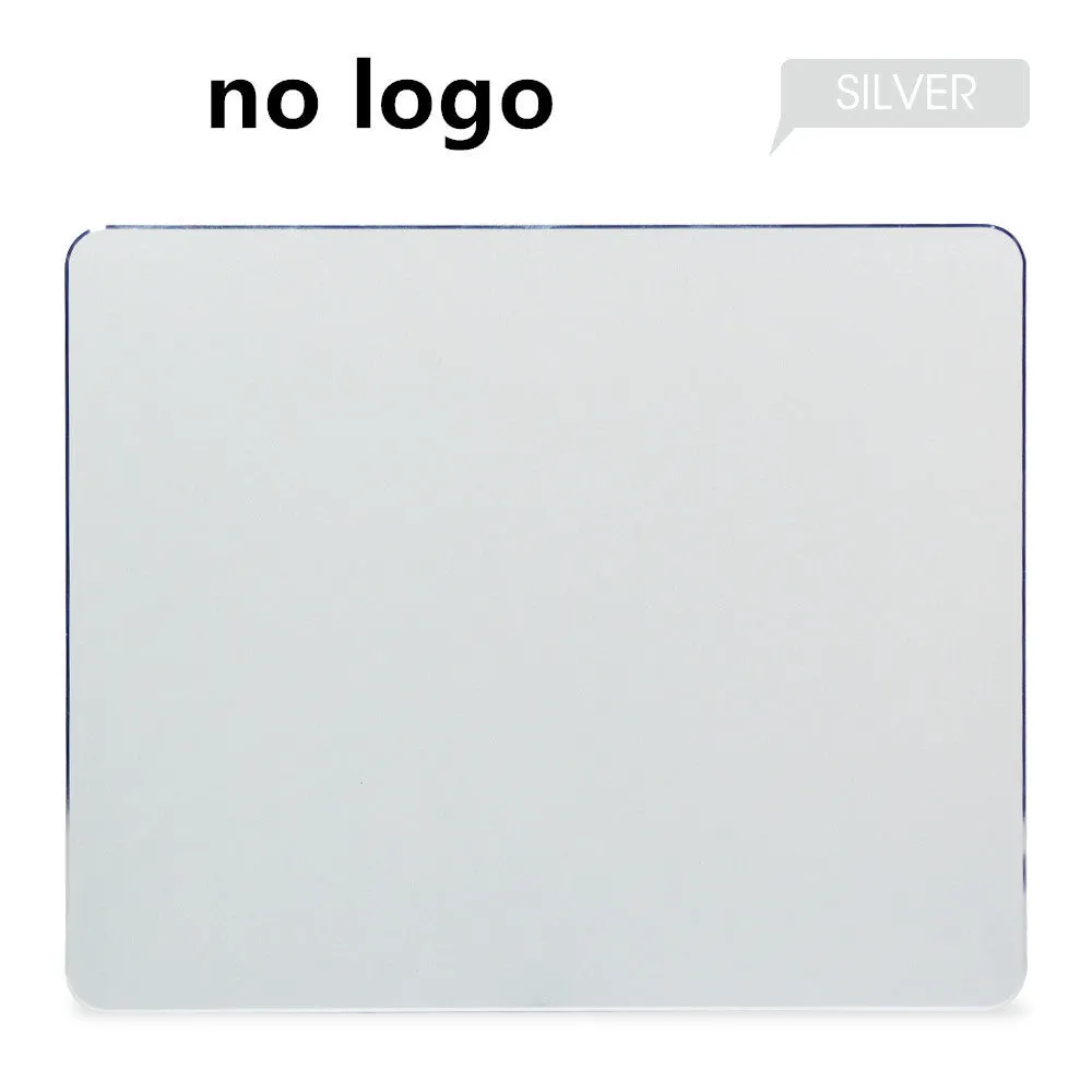 Aluminium alloy double-sided mouse pad in black with wrist support, 300x240mm size, flat on desk