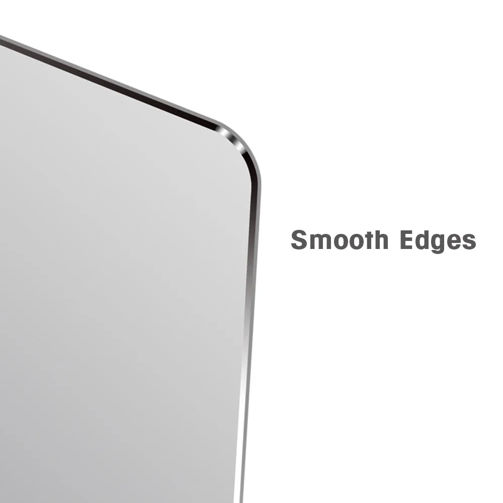 Aluminium alloy double-sided mouse pad in black with wrist support, 300x240mm size, flat on desk