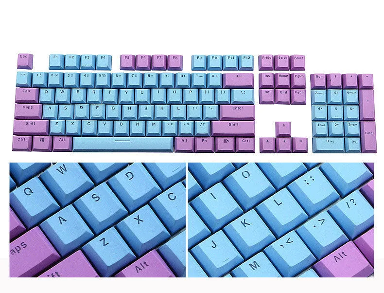 Two-colour ABS mechanical keyboard key cap in blue and white for universal fit