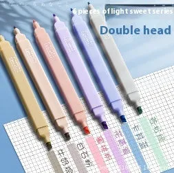 Set of double-headed fluorescent marker pens showing two coloured tips, available in mix colours or themed series packs.