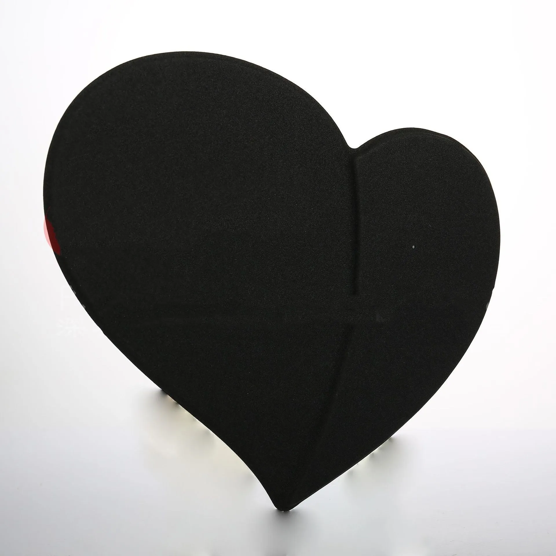 Heart shaped leather wireless charging mouse pad in black with USB cable