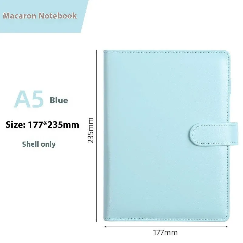 Solid colour A5 PU leather zippered loose-leaf binder notebook shell on a desk
