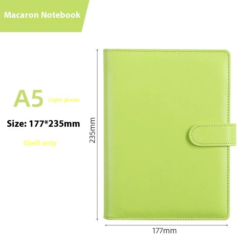 Solid colour A5 PU leather zippered loose-leaf binder notebook shell on a desk