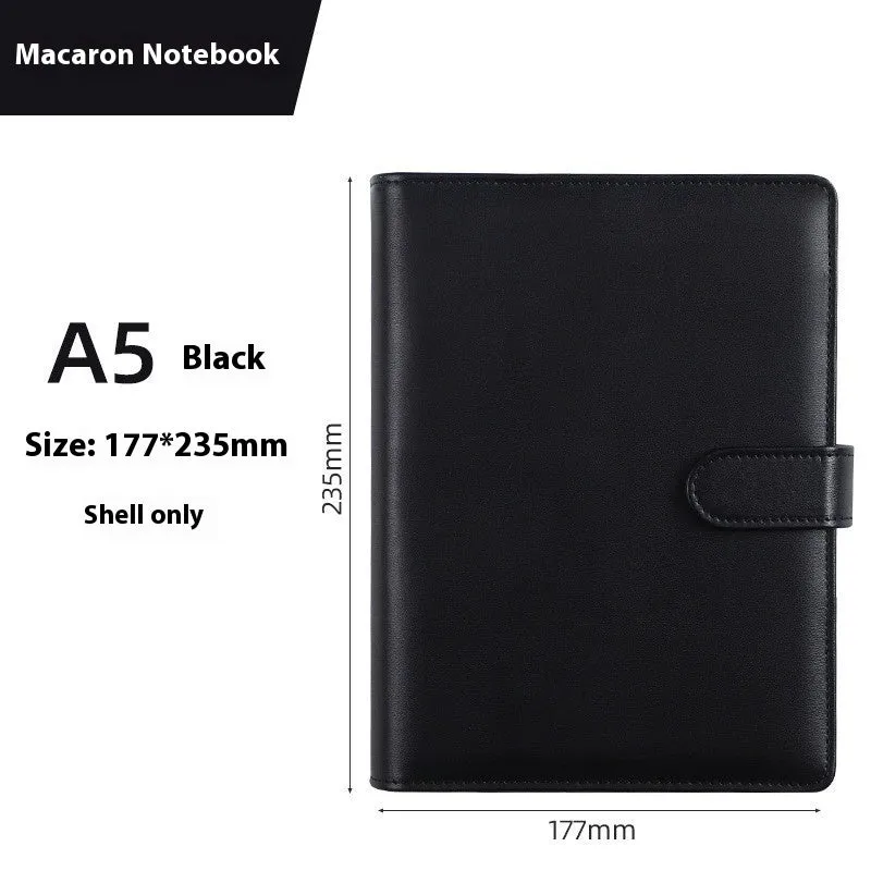 Solid colour A5 PU leather zippered loose-leaf binder notebook shell on a desk