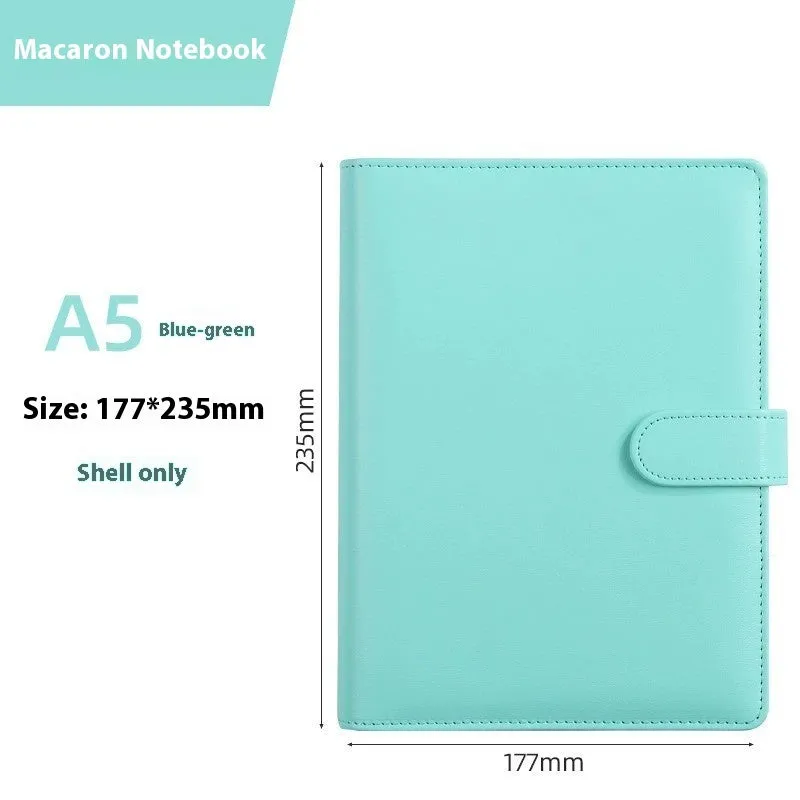 Solid colour A5 PU leather zippered loose-leaf binder notebook shell on a desk