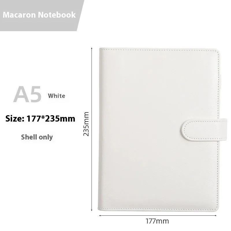Solid colour A5 PU leather zippered loose-leaf binder notebook shell on a desk