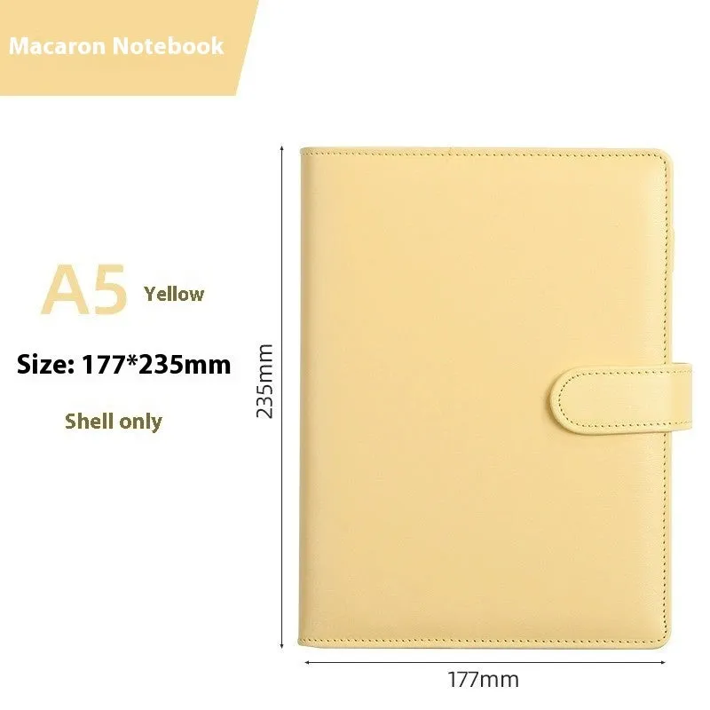 Solid colour A5 PU leather zippered loose-leaf binder notebook shell on a desk