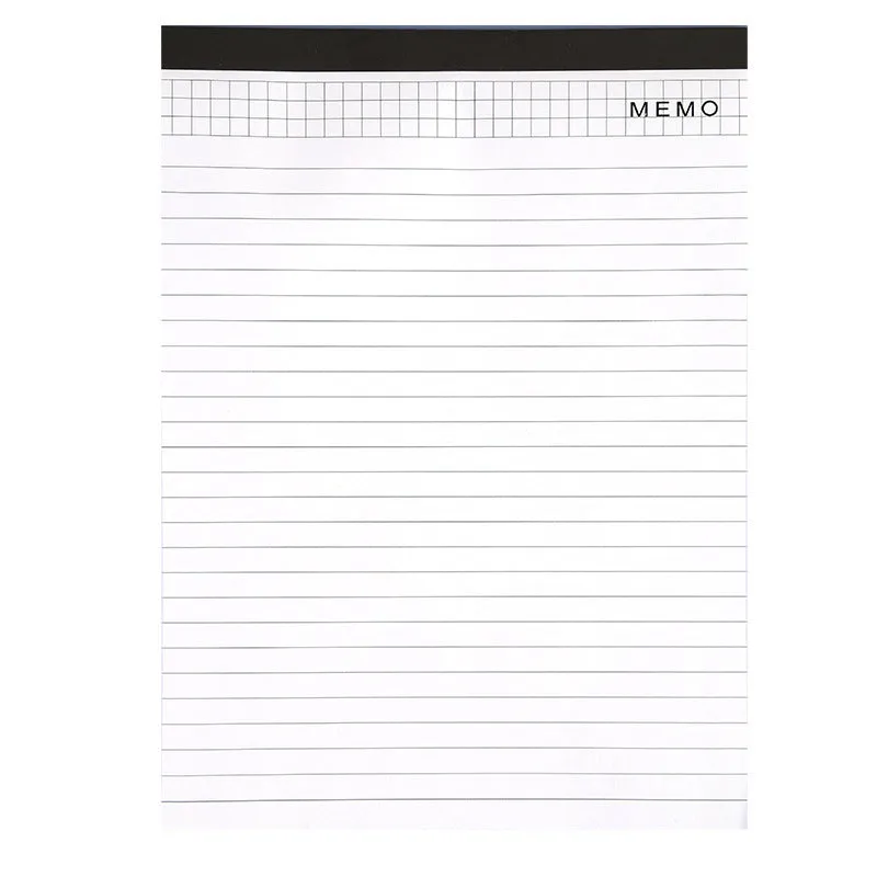 A4 paper cover notebook with grid-lined ivory pages and wireless adhesive binding.