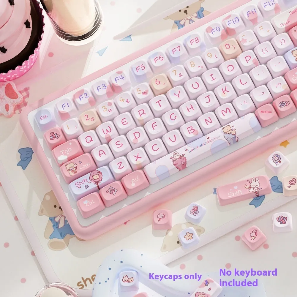 Five-sided sublimation Moa PBT keycap set 112 keys sweet cotton candy colour boxed