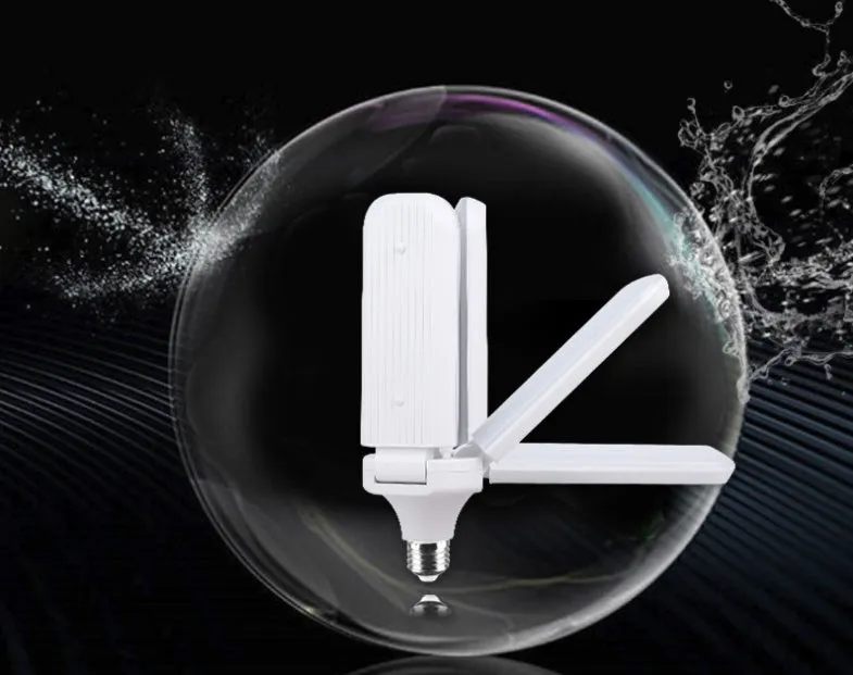 New LED foldable ceiling fan light with three white plastic blades and white light 6500K