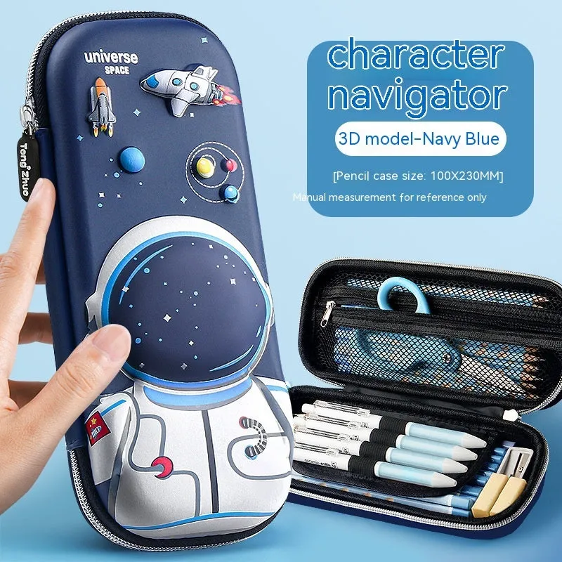 Three-dimensional cartoon EVA pencil case in astronaut design with large capacity for school children