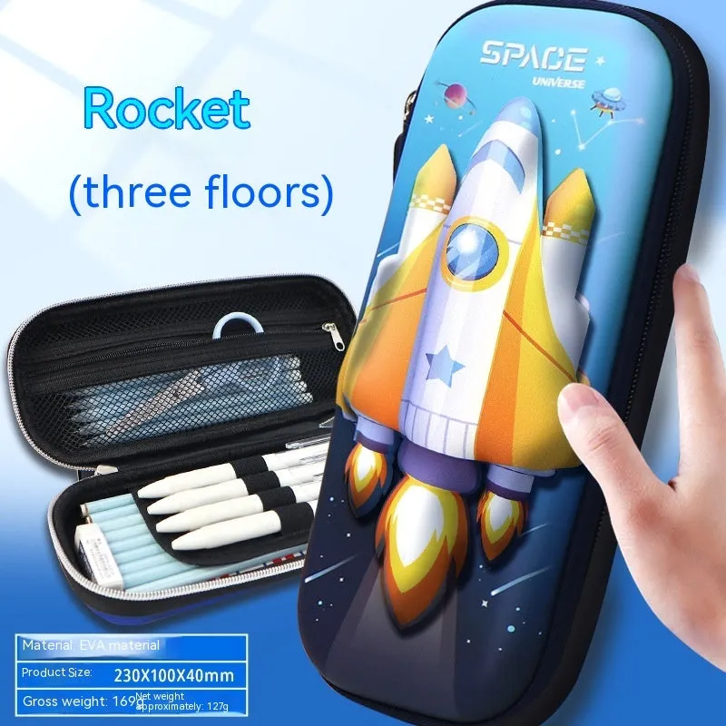 Three-dimensional cartoon EVA pencil case in astronaut design with large capacity for school children