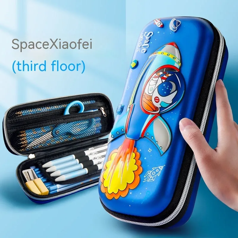 Three-dimensional cartoon EVA pencil case in astronaut design with large capacity for school children