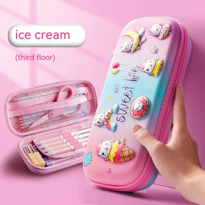 Three-dimensional cartoon EVA pencil case in astronaut design with large capacity for school children