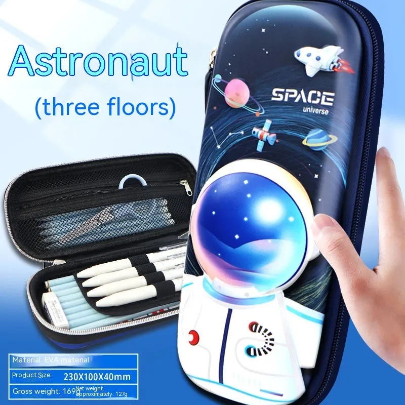 Three-dimensional cartoon EVA pencil case in astronaut design with large capacity for school children