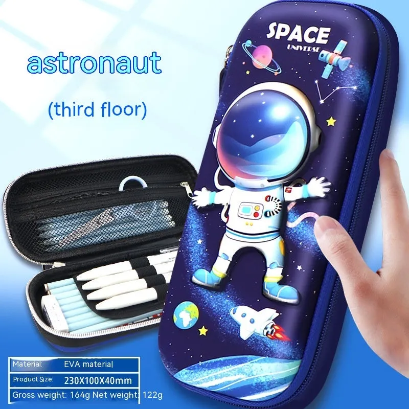 Three-dimensional cartoon EVA pencil case in astronaut design with large capacity for school children