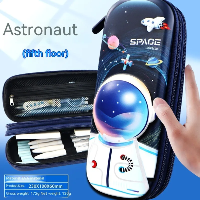 Three-dimensional cartoon EVA pencil case in astronaut design with large capacity for school children