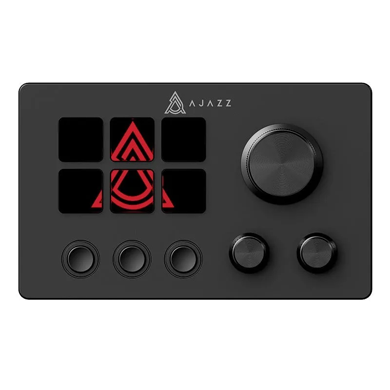 Black wired gaming keyboard with live assistant and audio channel control buttons, compact 130x80x60mm ABS body
