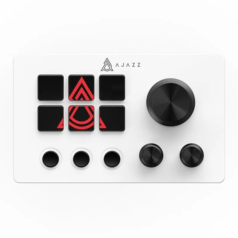 Black wired gaming keyboard with live assistant and audio channel control buttons, compact 130x80x60mm ABS body
