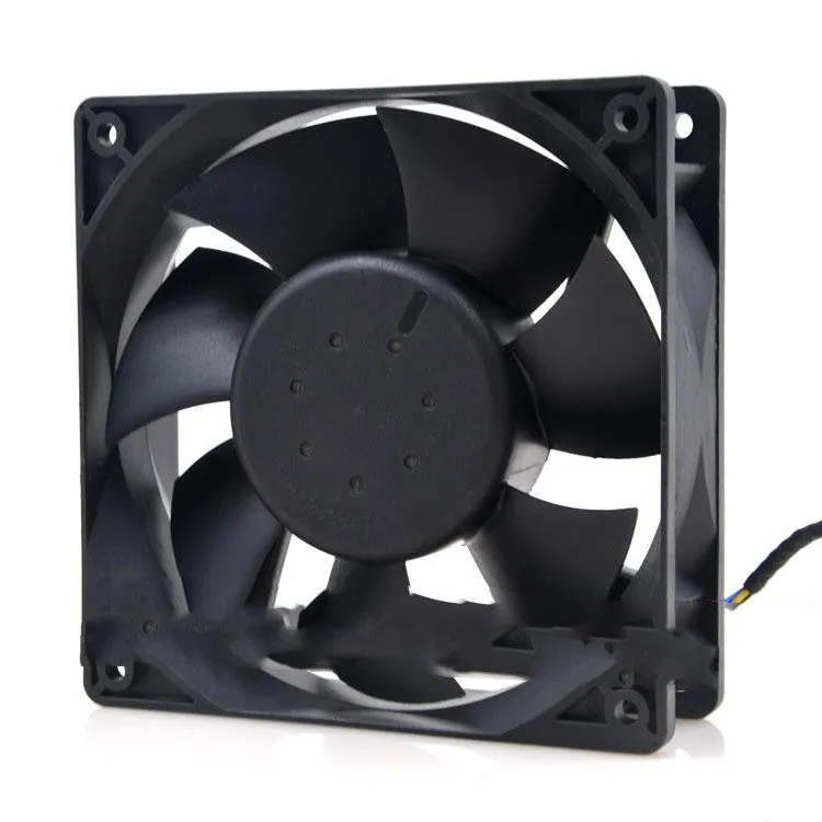 Delta AFC1212DE 12038 12V 1.6A PWM cooling fan with black frame and four-wire cable