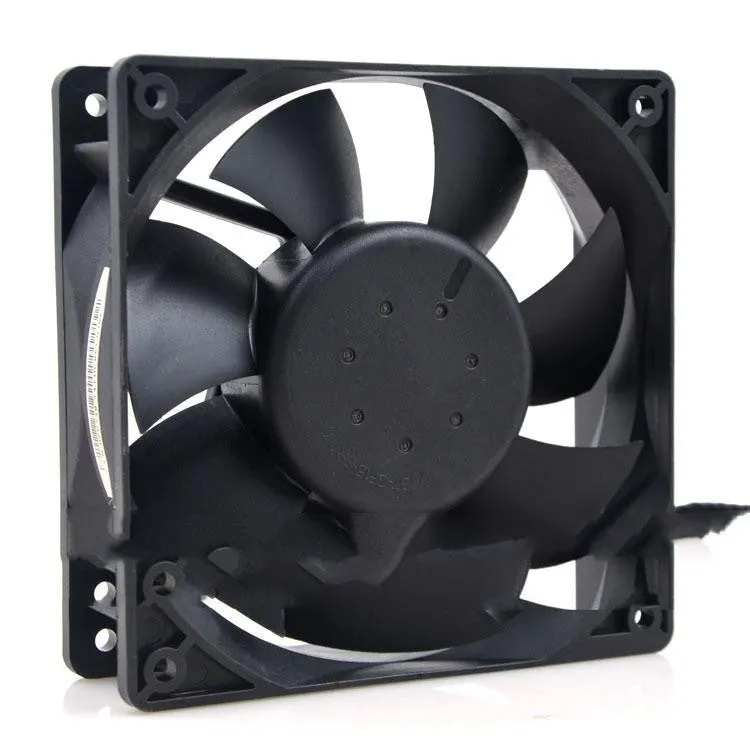 Delta AFC1212DE 12038 12V 1.6A PWM cooling fan with black frame and four-wire cable