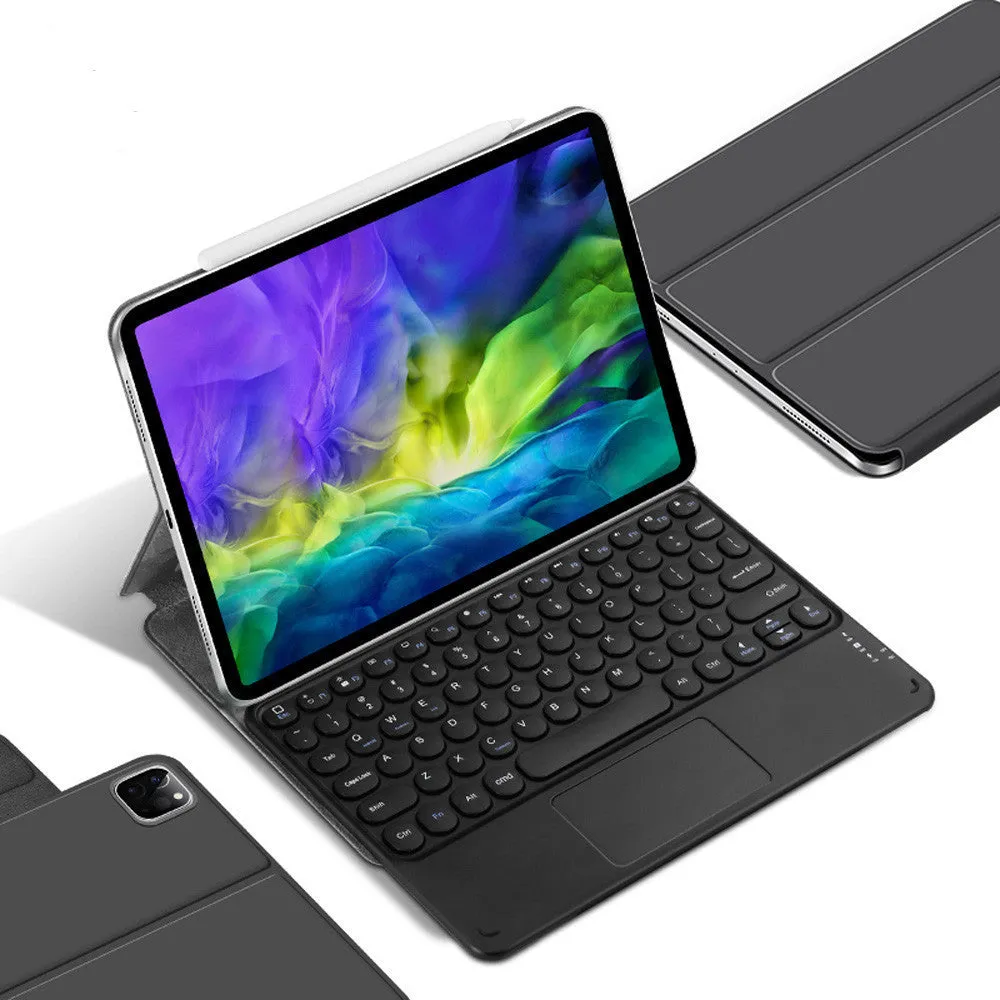 Magnetic protective cover for iPad Pro 11 and 12.9 inch 2018 2020, flip style with imitation leather, black