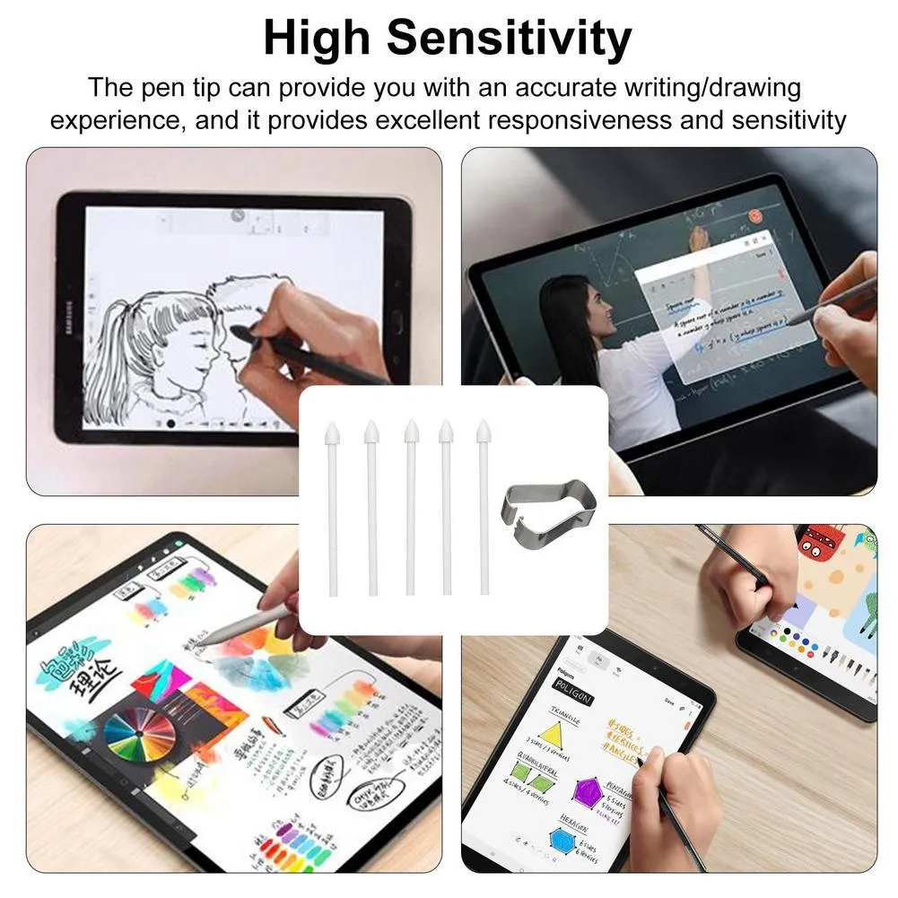 Rotating stylus tip refill 5-pack in black, white, and grey for Samsung S6 S7 N10 N20
