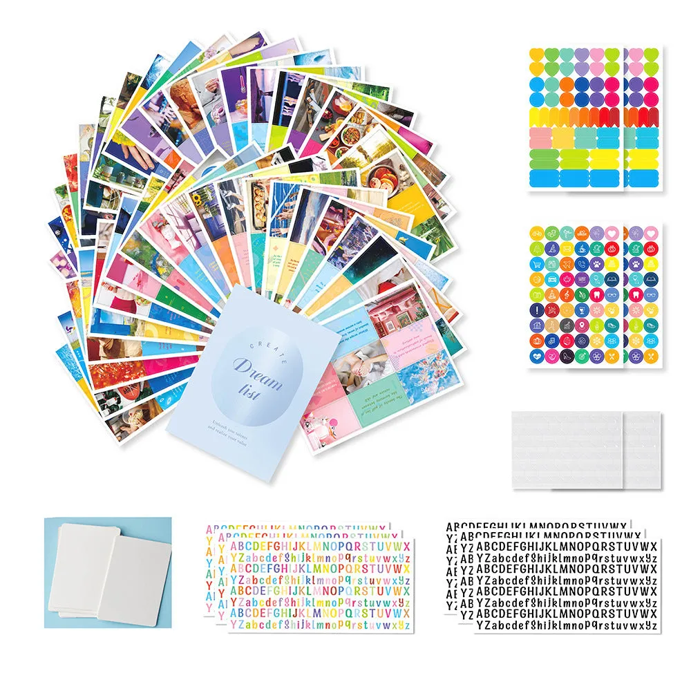 Inspirational dream cut letter sticker vision board book suit, paper, five colour options for goal setting