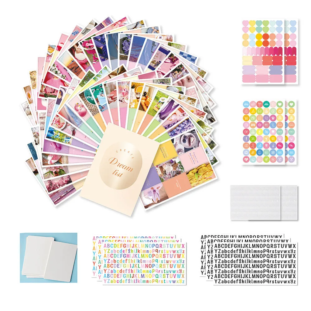Inspirational dream cut letter sticker vision board book suit, paper, five colour options for goal setting