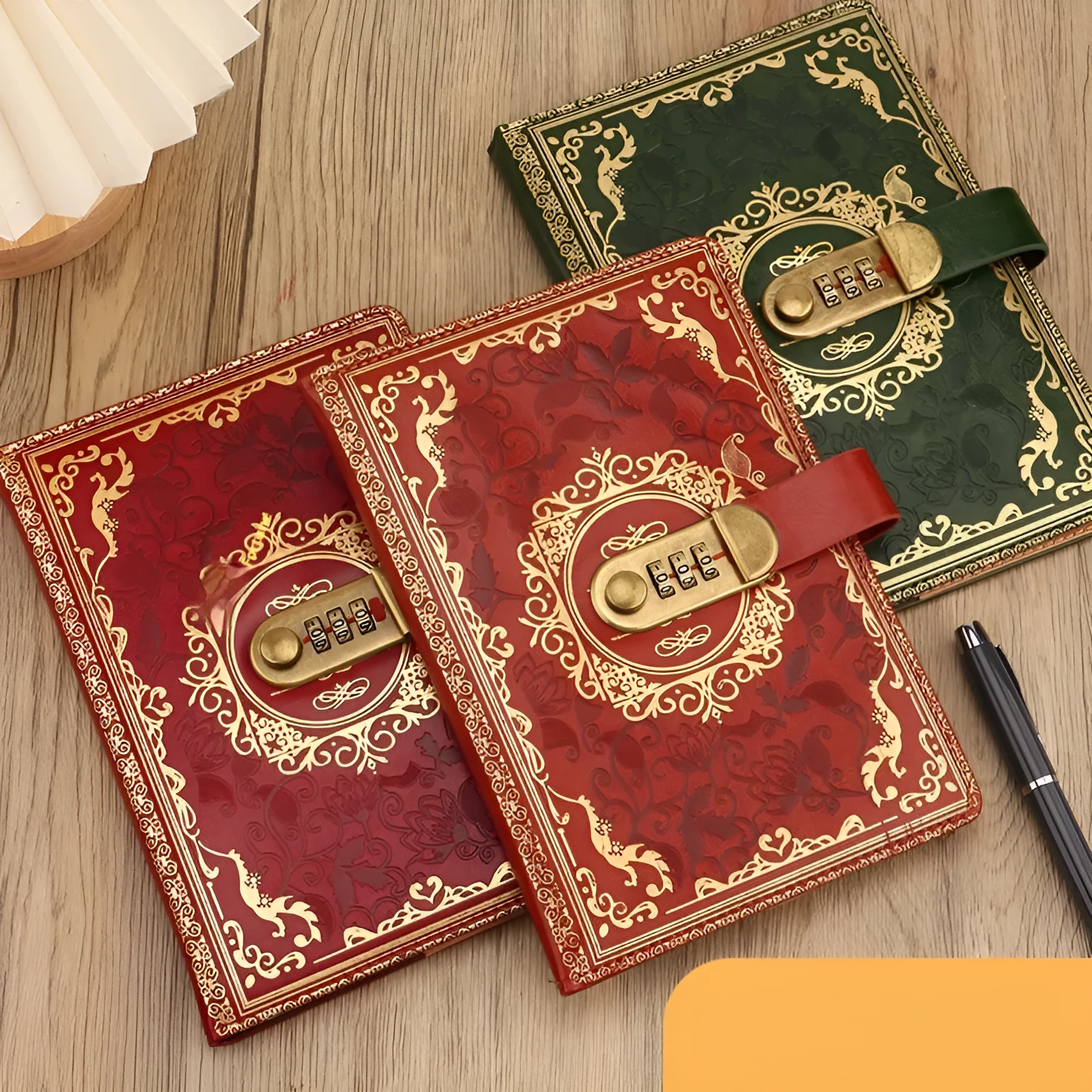 Thickened A5 password diary with lock in blue imitation leather cover