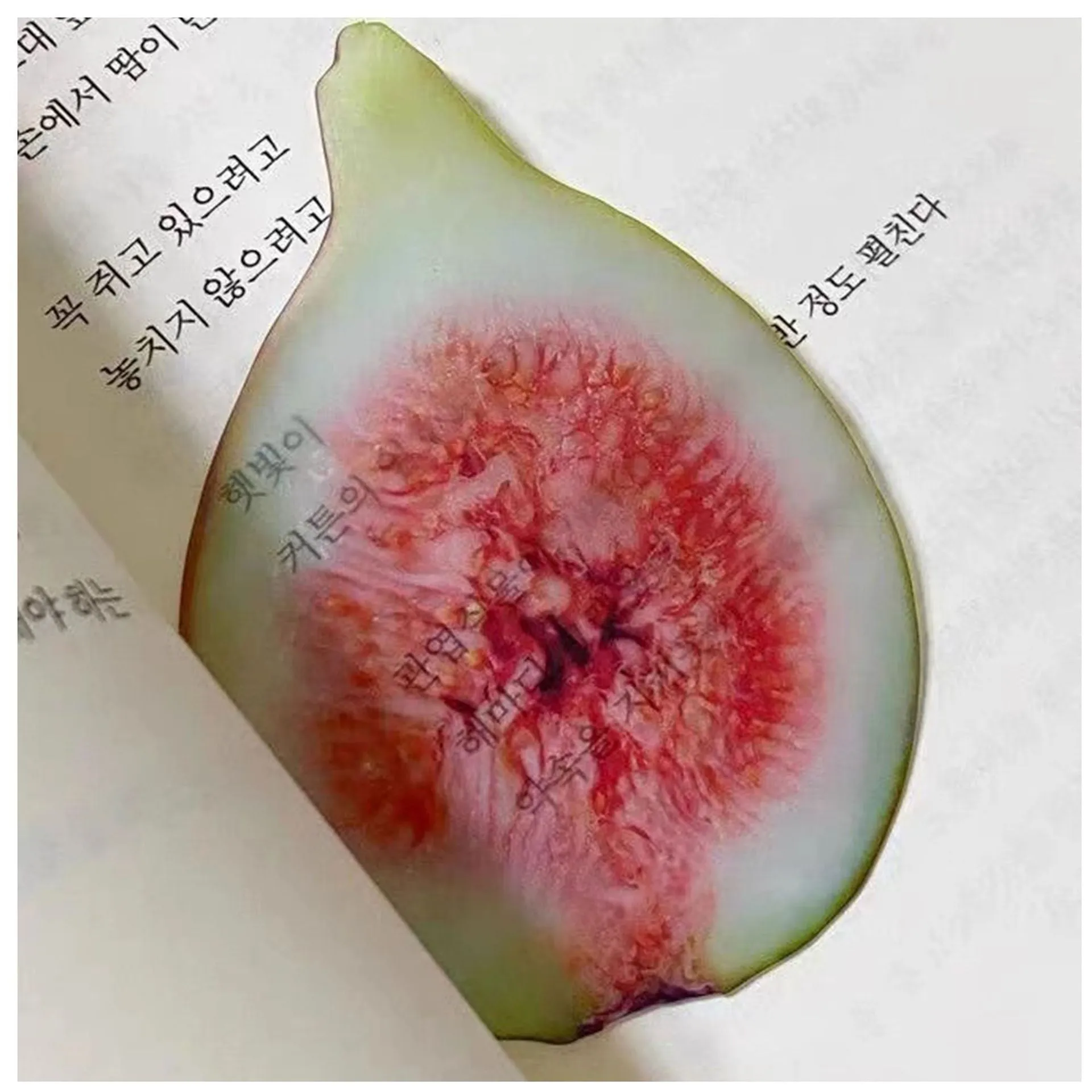 Cute fixed photo cartoon watermelon fruit bookmark made of plastic, approximately 8-10cm in size, transparent style.