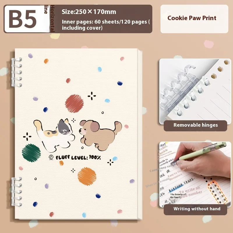 A5 thickened loose-leaf notebook with detachable coil, 60 sheets, 20.3x14.0 cm, cute cover style