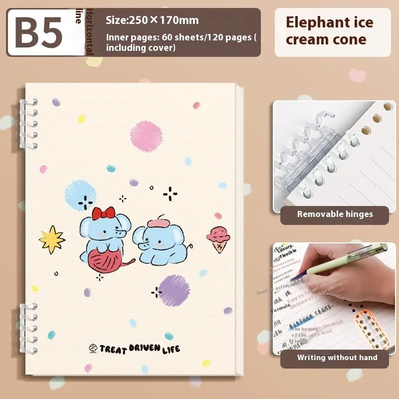 A5 thickened loose-leaf notebook with detachable coil, 60 sheets, 20.3x14.0 cm, cute cover style