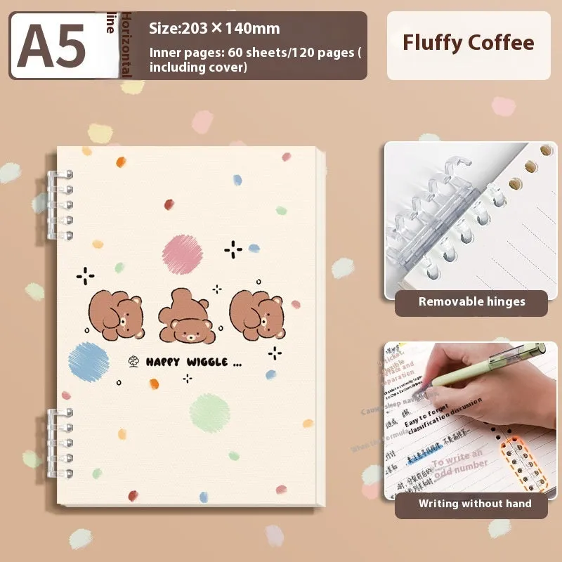 A5 thickened loose-leaf notebook with detachable coil, 60 sheets, 20.3x14.0 cm, cute cover style