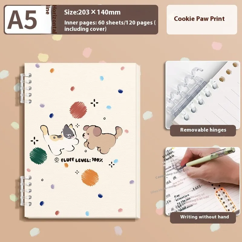 A5 thickened loose-leaf notebook with detachable coil, 60 sheets, 20.3x14.0 cm, cute cover style