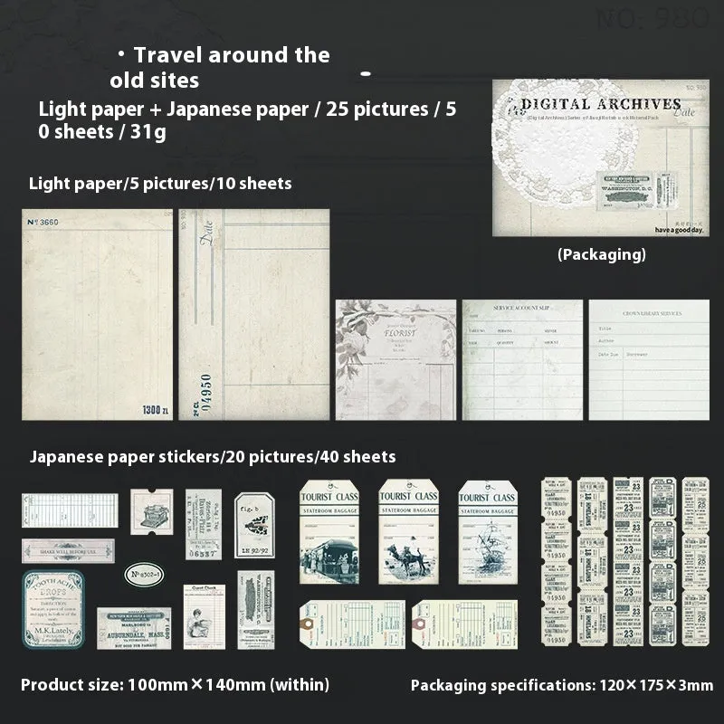Retro-style paper brick notebook and decorative card set in green plant cover colour option